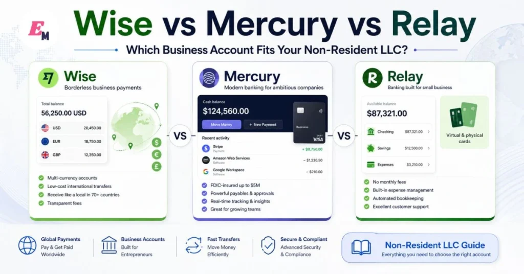 Wise vs Mercury vs Relay Which Business Account Fits Your Non-Resident LLC